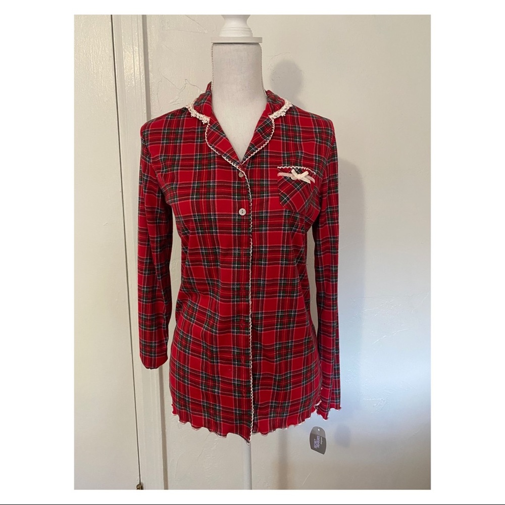 NWT plaid with lace detail nightshirt
